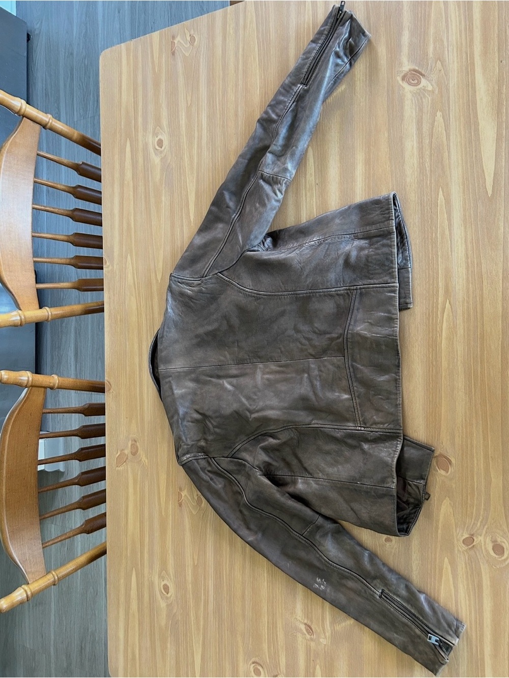 Lucky Brand Brown Leather Bomber